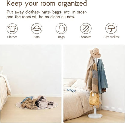 Bamboo Cactus Coat & Clothes Rack Stand, Standing Freestanding Clothing Racks with 6 Hooks for Adults & Kids, Heavy Duty Modern Entryway Living Room Bedroom Corner Coat Rack cactus-4