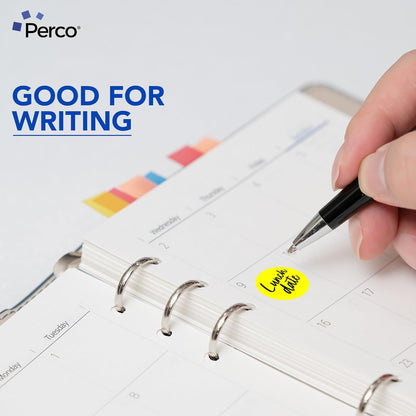 Perco Fluorescent Yellow 1-Inch Perforated Circle Dot Sticker Labels—10 Rolls, 10,000 Round Stickers — with Permanent Adhesive for Inventory Management, Color Coding, Garage Sales, Crafts—Made in USA