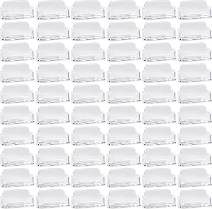 60 Packs Clear Acrylic Business Card Holder Bulk, Clear Card Stand Label Display Table Desktop Organizer for Exhibition Office(Fits 30-50 Cards)