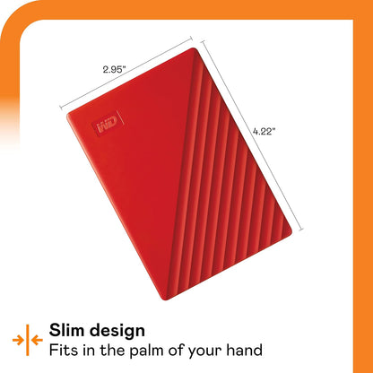 WD 1TB My Passport, Portable External Hard Drive, Red, backup software with defense against ransomware, and password protection, USB 3.1/USB 3.0 compatible - WDBYVG0010BRD-WESN