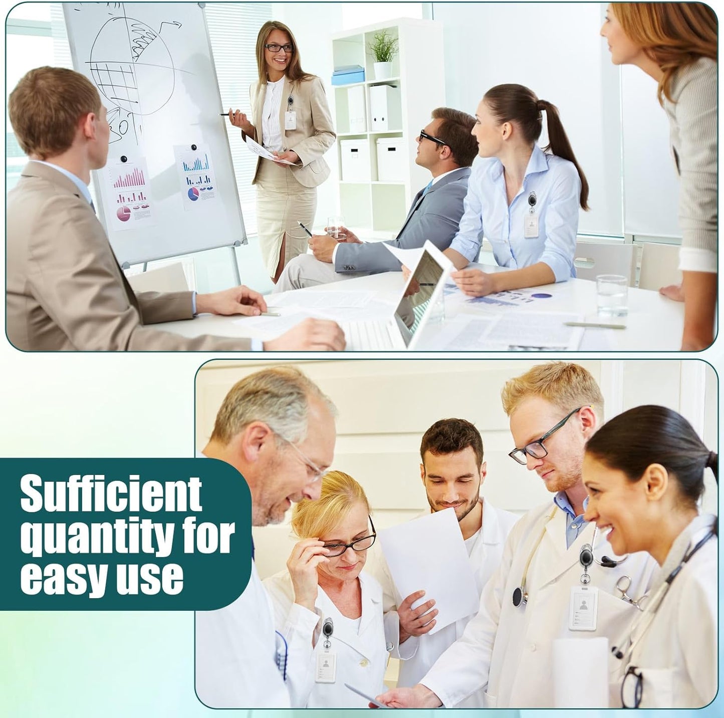 Honoson 50 Pcs Heavy Duty Retractable Badge Reels Batch ID Badge Holder Retractable Clip Bulk Key Holder with Ring for Office Worker Employee, Doctor Nurse Gifts (Clear Black)