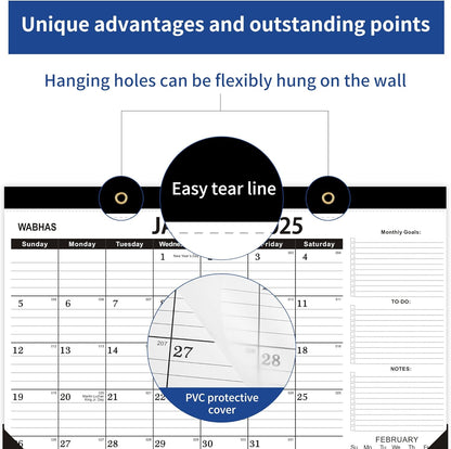 Desk Calendar 2025-2025 Calendar -18 Months-January 2025-June 2026,Desk Calendar 2025 with to-do List,Thick Paper,2025 Desk Calendar 17" x 12" For Planning Use for Home or Office.