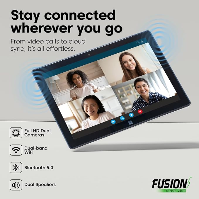 Fusion5 Built in USA 10.1” Windows 11 Professional Tablet PC FWIN232 PRO N5, 12GB RAM, 512GB SSD, Intel 13th Gen, Full HD Windows Tablet, USB C, HDMI - 2 Year Full Warranty with Accidental Damage