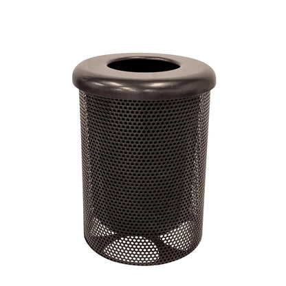 RFT-P-BRW Heavy Duty Round Trash Receptacle with Flat Top, Liner Included, 32 Gallon, Brown, Made in America