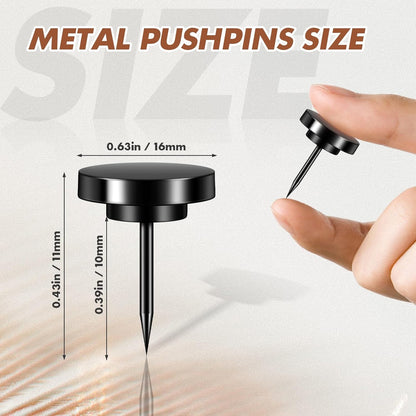 30 Pieces Black Thumb Tacks, Metal Push Pins, Zin Alloy Tacks for Wall, Picture Hanging Hooks, Picture Hangers, Poster Tack, Wall Tacks for Bulletin Boards Decorative