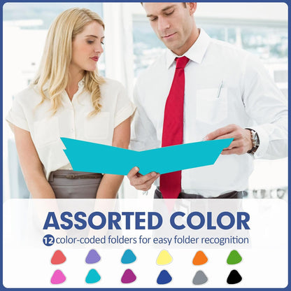 File Folder, PANDRI 220 Pack Colored File Folder, 1/3 Cut Tab, Letter Size, Assorted 12 Colors Filing Folder for Office School Business