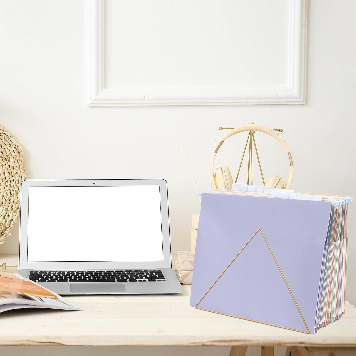 gisgfim 12 Pack Pastel Expanding Hanging File Folders Letter Size Insertable 1/5 Cut Tabs for Filing Cabinets Extra Capacity File Folders Hanging Organizer for Desk Home Office School