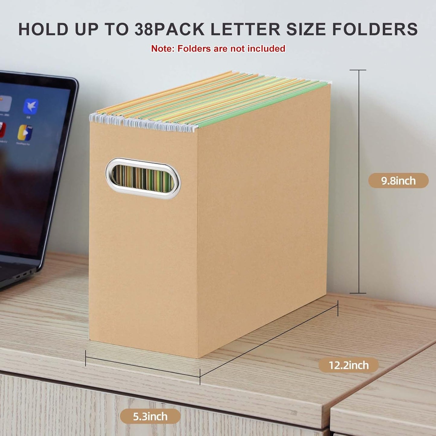 Oterri File Organizer, 6 Packs Small Storage Box, Cardboard File Folder Organizer, Collapsible File Box for Hanging File Folders Letter Size, Portable Filing Organizer with Handle (Brown)