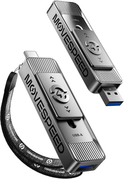 MOVE SPEED 2TB Solid State Drives with Dual Ports & Push-Pull Design 560MB/s Read Speed, Type C + USB 3.2 Drive Portable ssd for iPhone 15/16/Android/Mac