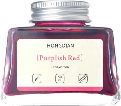 Hongdian Fountain Pen Bottled Ink Purplish Red Color, 60ml Non Carbon Inkwell Bottle, Artist Calligraphy Ink