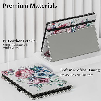 VORI Case for All-New Amazon Kindle Fire HD 10 Tablet (13th/11th Generation 2023/2021 Release) and Fire HD 10 Plus 10.1" - Slim Folding Stand Folio Cover with Auto Wake/Sleep & Hand Strap, Peony