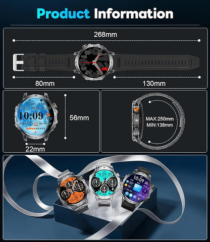 LIGE Smart Watch for Men Answer/Make Call for Android iOS, 1000mAh Battery/Flashlight, 1.85'' HD Military Smartwatch with 100+ Sports Modes, Heart Rate Sleep Monitor, IP68 Waterproof Fitness Tracker