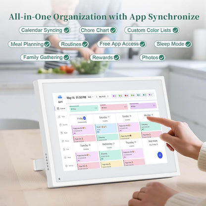 Smart Digital Calendar, 10.1" HD Smart Touch Screen Home Interactive Electron Calender WiFi Planner,Meal Schedule, Duty Chart,Achievement Rewards- Built-in Digital Photo Frame Function