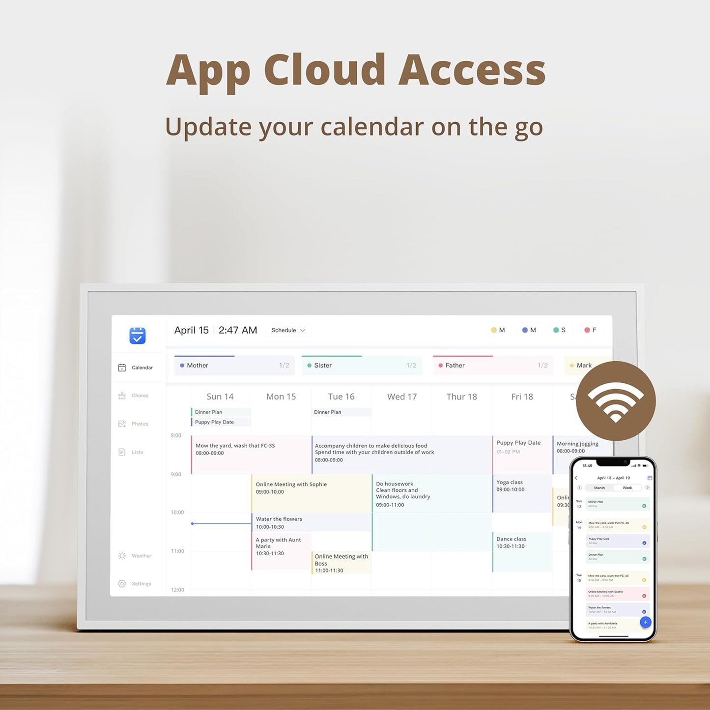 Dragon Touch 21.5" Digital Calendar Chore Chart – 1080P Full HD Interactive Touchscreen, Smart Family Planner, Hearth Display Digital Wall Calendar & Desk Mountable for Seamless Scheduling