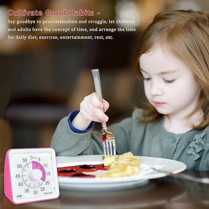 60-Minute Visual Timer for Kids, Time Management Tool Study Classroom Timer, Home Edition Silent Countdown Timer for Toddler, Teachers and Adults (Pink)