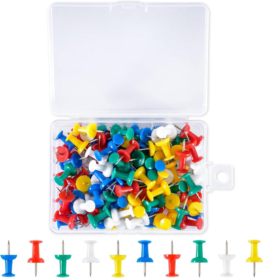 120Pcs Push Pins for Bulletin Board, Thumb Tacks for Cork Board, Colorful Plastic Head, Steel Tip, Thumbtacks for Wall Poster Photo Maps Pictures Office Home Decor
