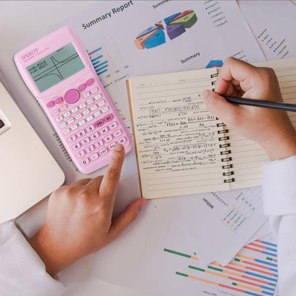 Scientific Calculators with Graphing Calculator, IPEROT Pink Scientific Calculators 10 Modes/ 4 Graphing Functions, Desktop Math Calculator Ideal for School Supplies, Students, College, Teachers