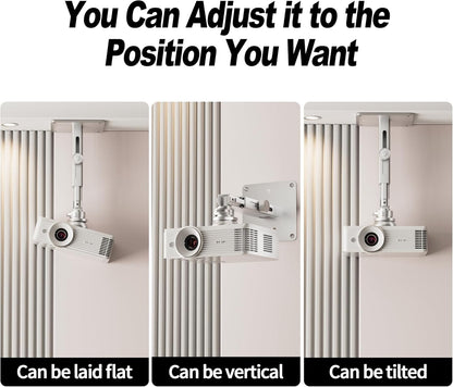 Projector Stand - Single Hole Hanging Height Adjustable Ceiling/Wall Mount, Aluminum Alloy Material, Load 33 lbs - Silver