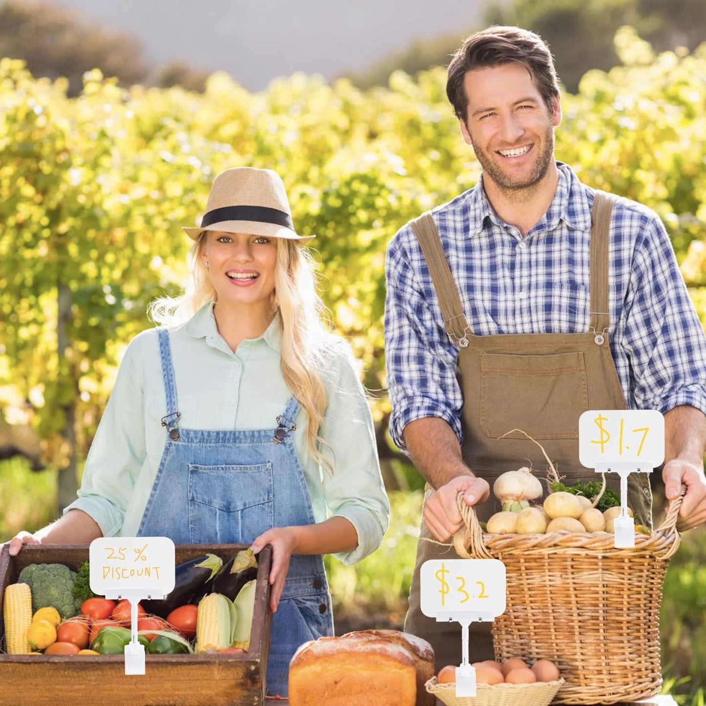 Merchandise Sign Clips Sign Holder Clips,20 Pack Rotatable Holding Clamp Sign Holder Clear Food Signs Clip Holder Swivel Price Signs Clip,Adjustable Clip Sign on Double Head Display Clips for Price Tag Display (White)