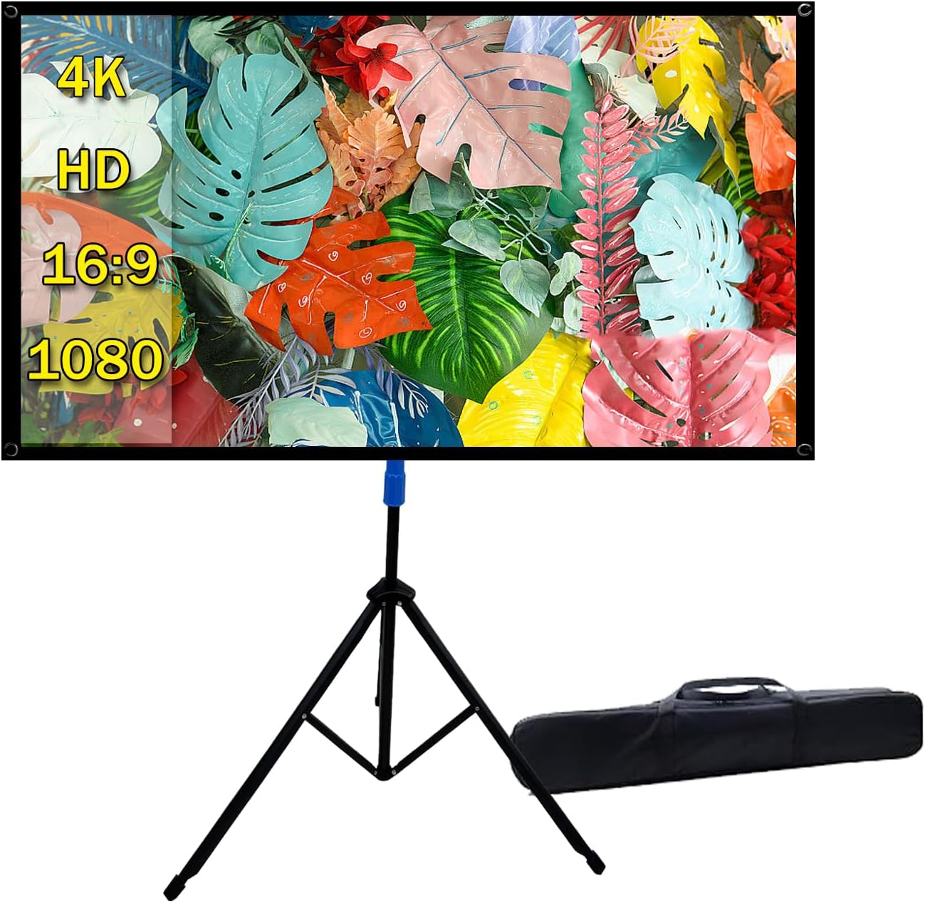 Projector Screen with Stand Outdoor 60 inch 4K HD 1.5-Gain Wrinkle-Resistant Movie Screen, 160° Viewing Angle, Projection Screen for Movie Night and Indoor 【60in】
