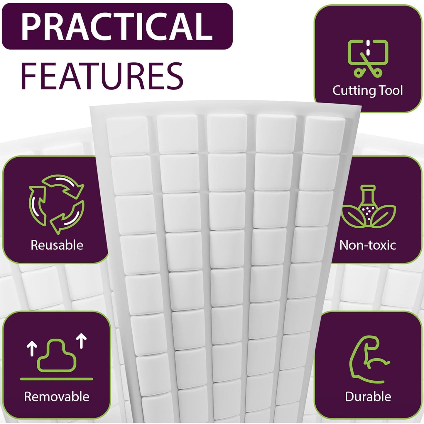 Bulk Set Mounting Putty 19oz - 1000PCs White Sticky Tack - Poster Tacky Putty for Wall Hanging Non Marking - Reusable Removable Wall Adhesive for Picture Hanging Crafts