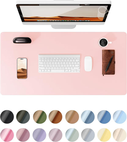 YSAGi Leather Desk Protector, Office Mat, Large Mouse Mat, Non-Slip PU Leather Blotter, Laptop Desk Pad, Waterproof Writing Pad for Office and Home (Light Pink, 31.5" x 15.8")