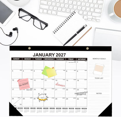 GuassLee Desk Calendar 2026-2027, 3 Packs, 18 Months Calendar 17" × 11.5" Desk Calendar from January. 2026 to June. 2027 with Julian Date, To-do List, Notes, Monthly Goals, for Home School Office