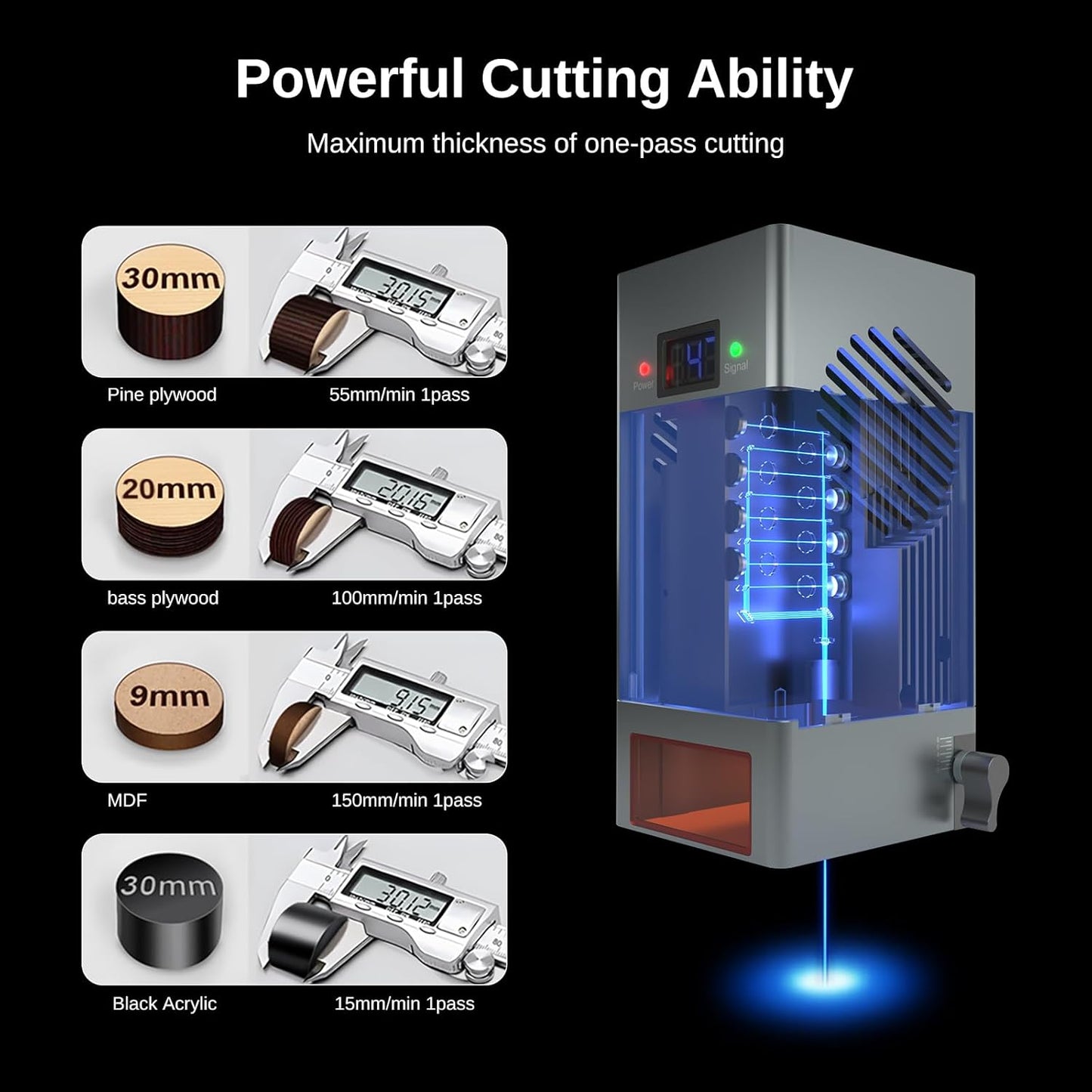 LASER TREE Laser Engraver Machine, 40000mW(40W+) Output Power Laser Cutter with Air Assist Pump Kit, High Precision Laser Cutter and Engraver for Wood and Metal, Paper, Acrylic, Glass, Class 4