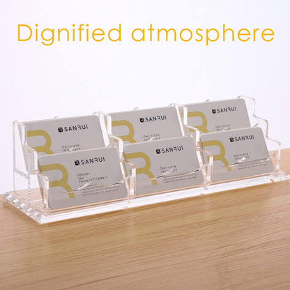 SANRUI Acrylic Business Card Display Holder for Desk, Clear Multiple Desktop Business Card Stand Organizer Storage, for Exhibition, Home , Office ,2 Tier 6 Pocket , 360 Card Capacity
