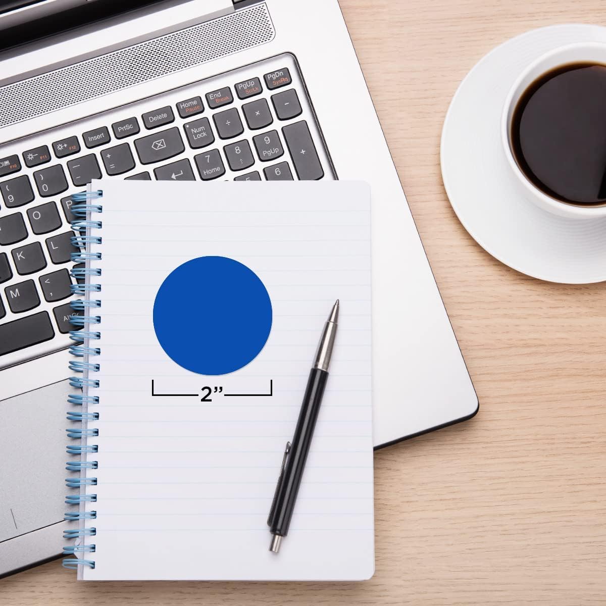 ChromaLabel 2 Inch Round Colored Stickers, Permanent Sticky Dots Color Coding Labels, ChromaLabel Labels Circle Blue for Arts and Crafts - 500 Sticker Labels per Roll, Dark Blue - Case of 5