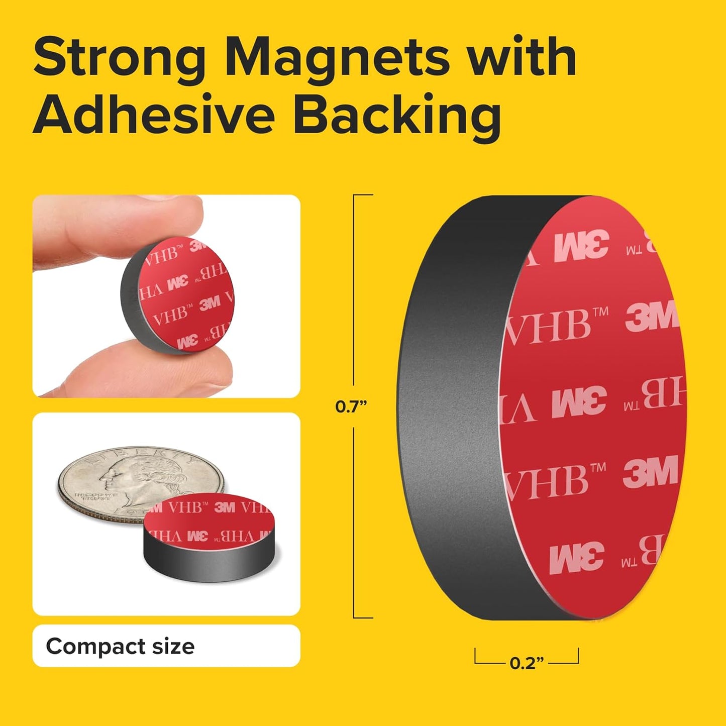 X-bet MAGNET - Adhesive Magnets - 50 Pieces - Round Disc - Strong Sticky Adhesive Backing - Ceramic Ideal for DIY, Craft, Kitchen - 0.7"x0.2"