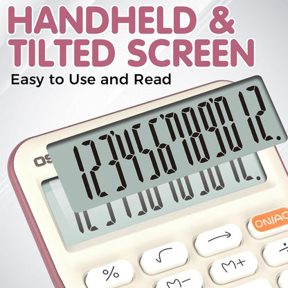 Pendancy Small Desk Calculator Cute, 12 Digit LCD Display, Basic Function, Auto-Sleep, 4.7"x2.9" Pocket-Sized Design Handheld Calculators Desktop, for Office, School, Business & Travel(OS-P1 Purple)