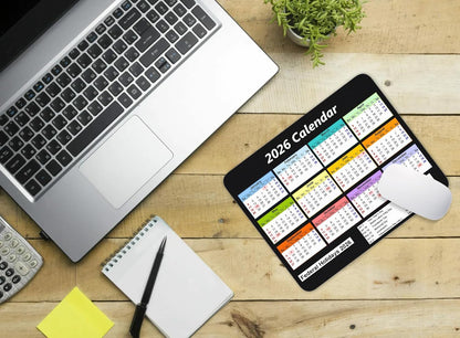 2026 Color Calendar and Holiday Horizontal Edition Calendar Mouse pad, Non-Slip Rubber Base Quality Creative Gaming Rectangle Personalized Desk Mouse Pad 9.5 inch x 7.9 inch