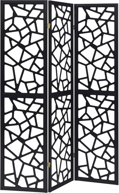 NicBex Room Divider 3 Panel Room Dividers with Complex Pattern Designs Partition Room Dividers and Folding Privacy Screens Wall Divider for Home, Office, Room Separation,52"W x 0.75"D x 70.25"H, Black