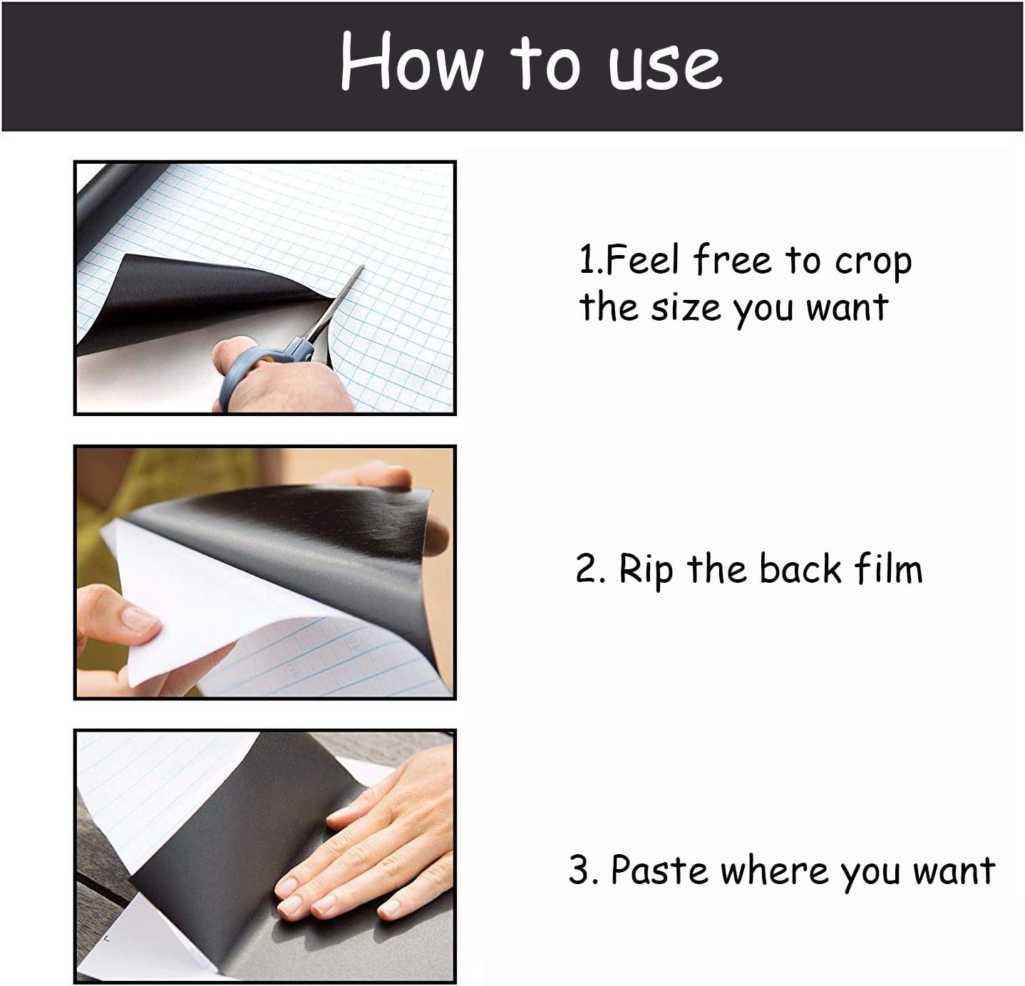 Chalkboard Contact Paper Roll - 17.3” x 78.7” (6.5 Feet) - 5 Chalks Included - Self Adhesive Chalk Paper Removable DIY Blackboard Wall Sticker for School, Office, Home, Art - Black Chalkboard Stickers