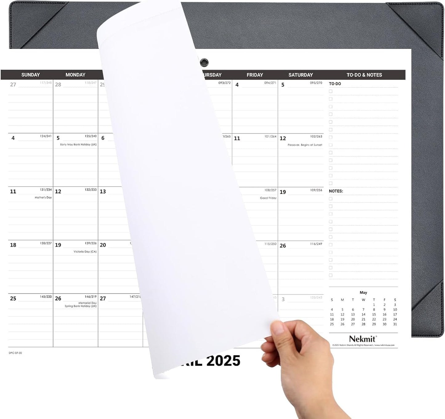 Nekmit Large Desk Calendar 2025-2026 with Desk Protecting Pad, Runs from Jul 2025 - Dec 2026, Office Supplies 21" x 16 1/2" Desktop Calendar for Life Planning or Organizing