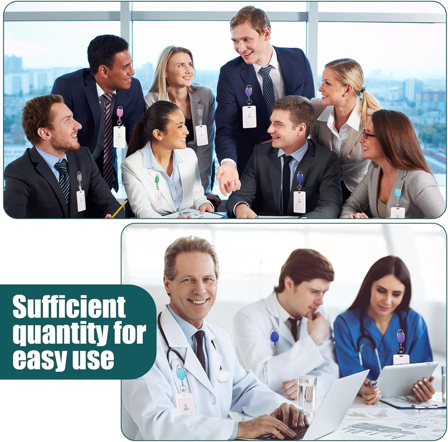 Laumoi 80 Packs Retractable ID Badge Holder Name ID Badge Reel Clips Keychain with Belt Clip and Key Ring for Office Worker Doctor Nurse Employee (Fresh Color)