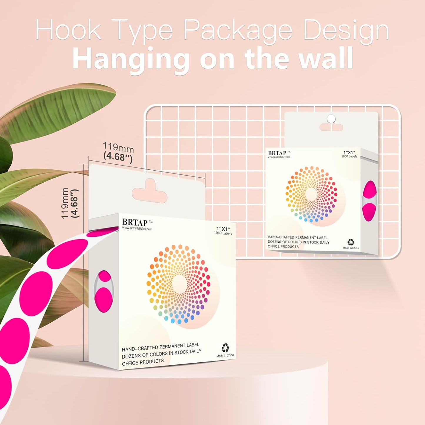 1 Inch Round Color Coding Labels, 1000 PCS Per Roll Fluorescent Pink Color Coded Dot Stickers, Round Color Dot Labels for Organizing, Filing, and Storage