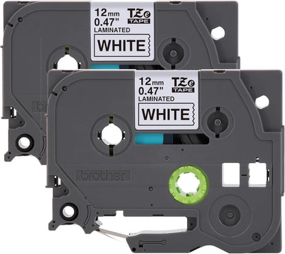 Brother Genuine TZe231~1/2" 2PK Black Print on White Label Tape. Each: 0.47 in x 26.2 ft (12 mm x 8 m) Total: 0.47 in x 52.4 ft (12 mm x 16 m)