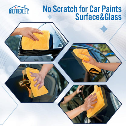 HOMEXCEL Microfiber Towels for Car, Premium Cleaning Cloth Lint Free,Scratch Free, Strong Water Absorption, Car Washing Drying Towel for Household, Auto Detailing, Windows, 16" x 24 ", 3 Pack