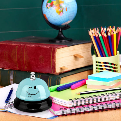 Tudomro 6 Pcs Call Service Dinner Bell for Desk Classroom Metal Smile Face Bell 3 Inch Diameter Anti Rust for Hotel Restaurant Office School Kitchen Bar(Rustic Colors)