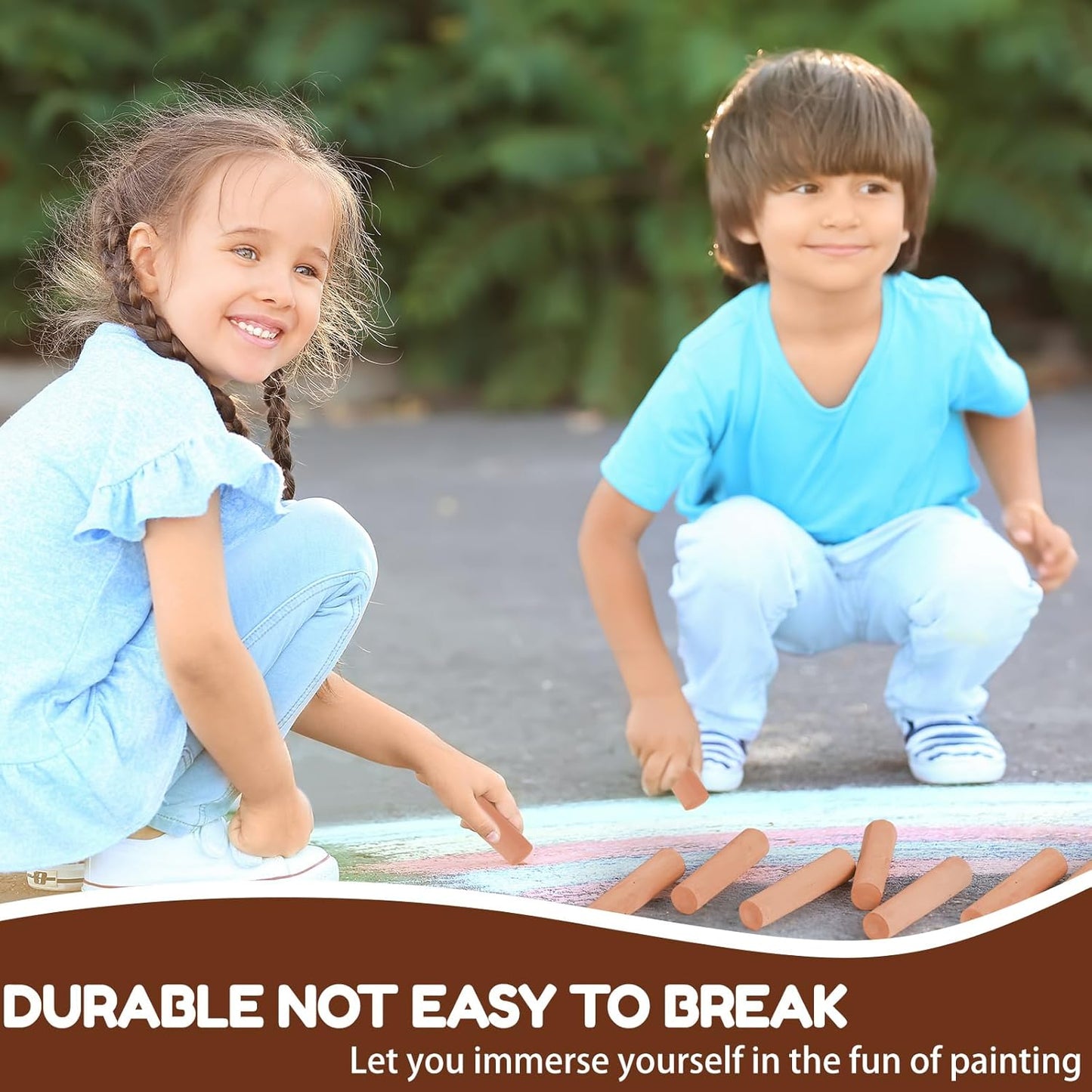 Fulmoon 40 Pcs Jumbo Sidewalk Chalk for Kids Outdoor Art Non Toxic Large Washable Street Chalk for Adults Drawing Painting Classroom(Light Tan,Round Style)