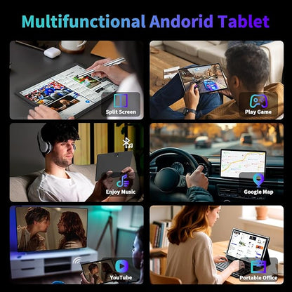 2025 Android 15 tablet with keyboard, 26GB+256GB+2TB Expand, 10 inch 2-in-1 Tablets with 8-Core, 5G WiFi, 8000mAh, BT5.0, 5MP+13MP, GMS, GPS, Widevine L1, Tablet PC with Mouse, Case, Stylus (Black)