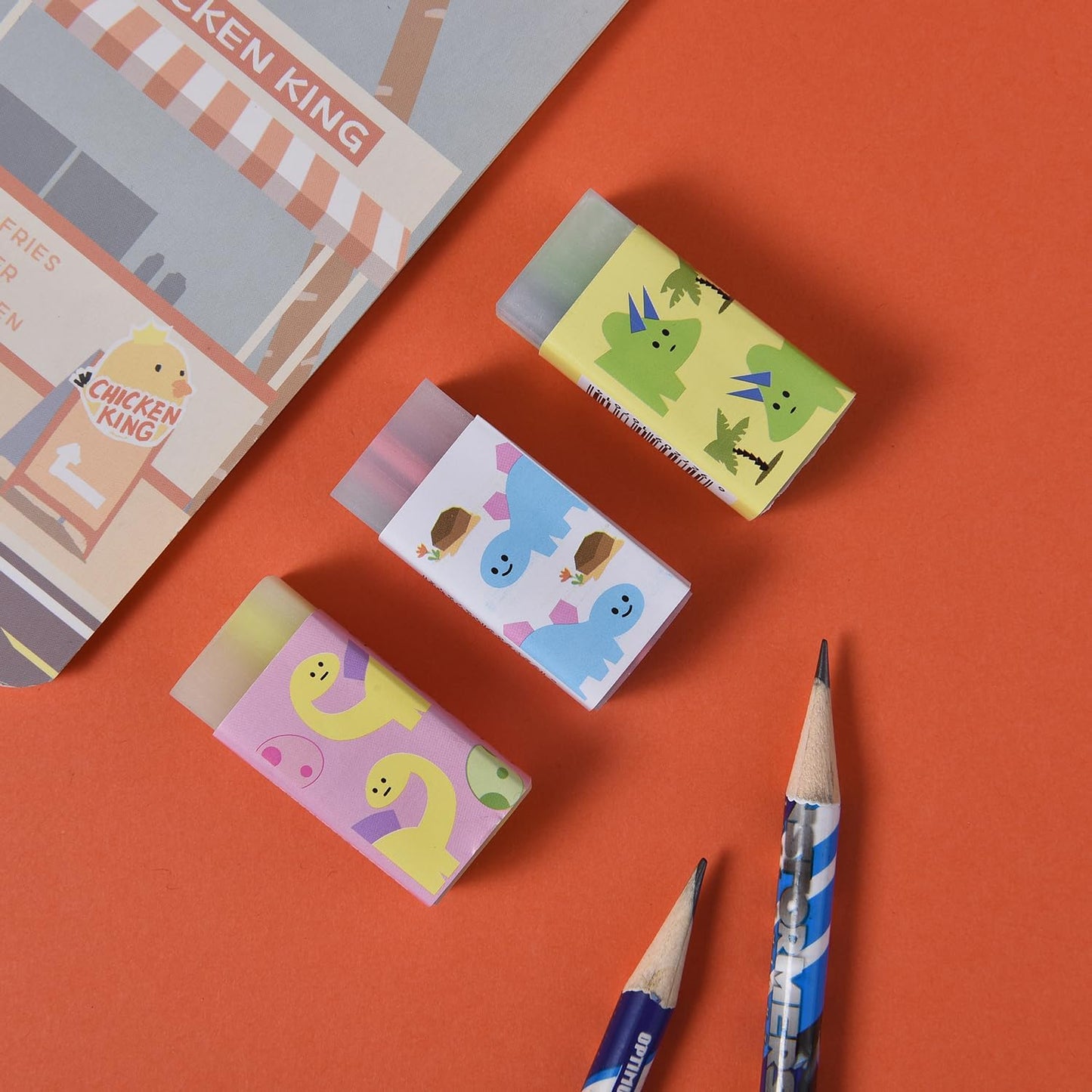 18 Pack Colorful Dinosaur Jelly Erasers for Kids, Kawaii School Supplies Prize Gifts Party Favors