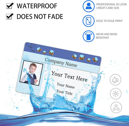 Custom Id Badge, Personalized Employee Photo Identification Card, Customized Plastic ID Card for Office Worker Doctor Nurse Student - No Punch Hole