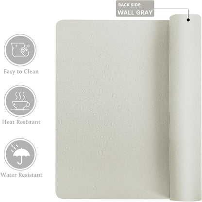 Aothia Double-Sided PU Leather Desk Pad - Non-Slip Large Mouse Pad & Desk Mat for Office, Home - Waterproof, Easy to Clean, Durable Dual-Sided Surface (Wall Gray, 23.6" x 13.7")
