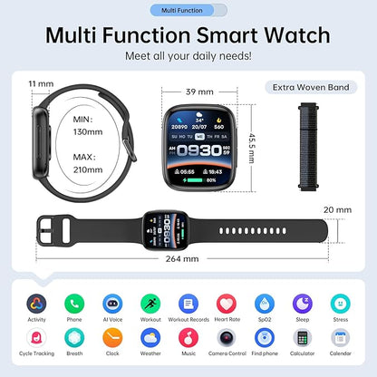 Latest Smart Watches for Women & Men - Performance Upgraded, 1.85-inch AMOLED HD Display (390x450), 12-Day Battery Life, 3ATM Waterproof (30m), Call , Health Monitoring, Fitness Tracking Smart Watch