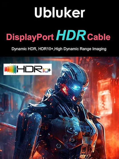 10K 8K DisplayPort 2.1 Cable 54Gbps 33 FT, Certified DP to DP Cord 4K 240Hz 165Hz 144Hz 120Hz 10K 8K 120Hz Nylon Braided UHBR HDCP2.3 FreeSync G-Sync RTX5090 Gaming Monitor PC Projector