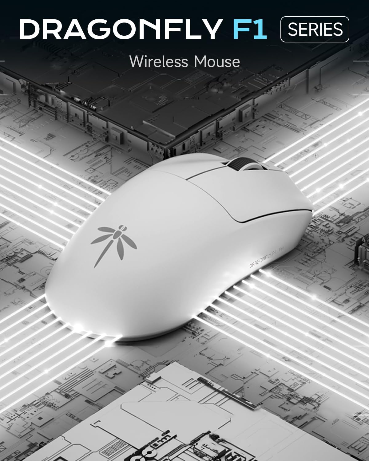 VGN Dragonfly F1 Pro Wireless Gaming Mouse - 49g Ultra-Lightweight, 26K DPI Optical Sensor, 6 Programmable Buttons, 65Hrs Battery, Esports Grade - Classic White