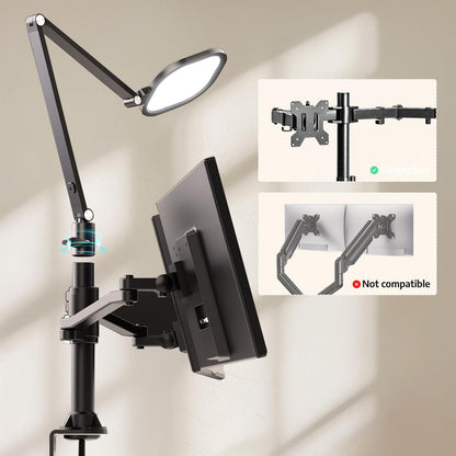 Desk Lamp for Computer Monitor Arms, Compatible with 1.18-1.38 inch Diameter Pole-Mounted Dual Monitor Stand, 1200LM Dimmable Desk Light with Remote Control, 31" Tall, CRI 95, Timer